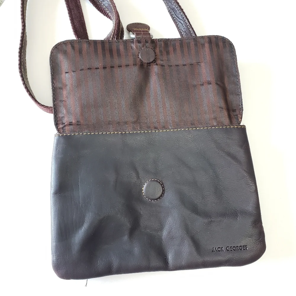 Jack Georges Brown Genuine Leather Crossbody Purse with adjustable strap - Picture 5 of 14